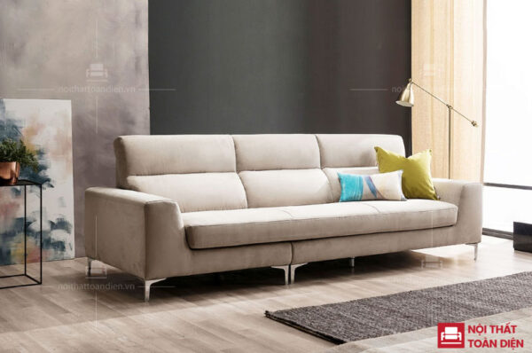 ghế sofa văng da màu trắng sữa da mã 104 cho phòng khách chung cư nhỏ